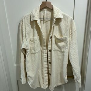 The Group by Babaton Aritzia Graydon Shirt Jacket Corduroy Birch White Size XS